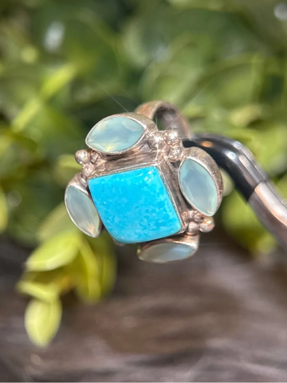 Nicky‎ Butler Turquoise Square Center Ring with Light Green Accents